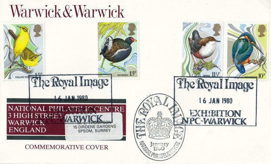 1980 (01) Birds - Warwick & Warwick Official (NPC Maroon Text Version) - WITH cachet