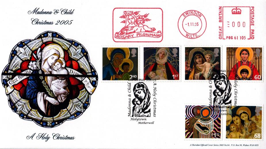 2005 (11) Christmas (Stamps) - Sheridan Official + Rosary Pilgrimage Meter Mark