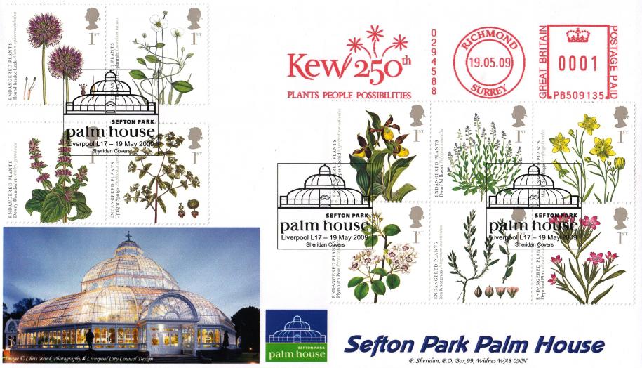 2009 (05) Plants & Kew Gardens (Stamps) - Sheridan Official + Kew 250th Meter Mark