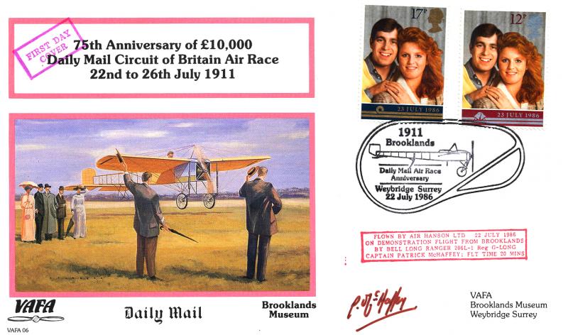 1986 (07) Wedding - VAFA Daily Mail Air Race Anniversary Official - Signed by Captain Patrick McHaffey