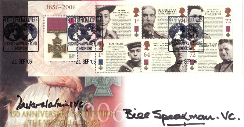 2006 (09) Victoria Cross (M/S) - Scott 'Buckingham Palace Rd' Official - Double Signed by Tasker Watkins VC & Bill Speakman VC