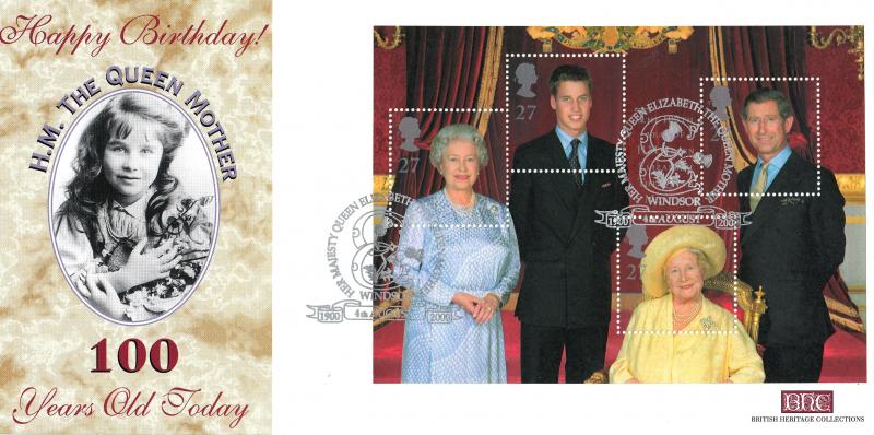 2000 (08) Queen Mother M/S - British Heritage Collections 'Windsor' Official