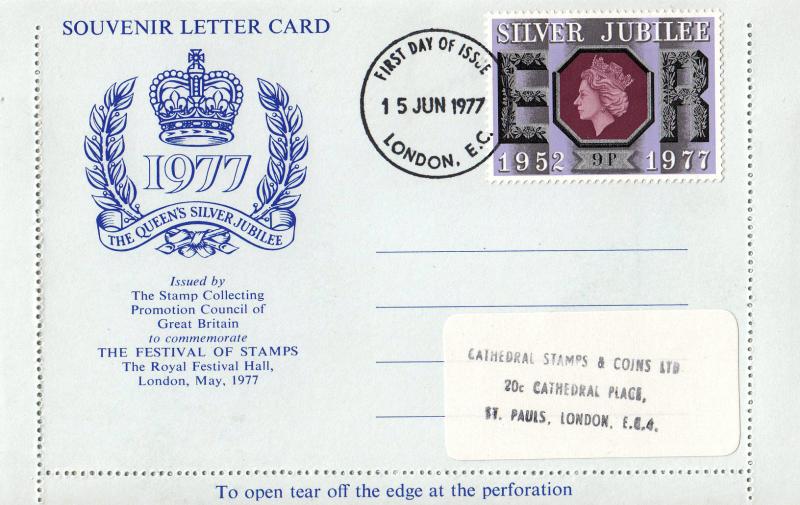 1977 (06) Silver Jubilee 9p - Stamp Collecting Promotion Council of Great Britain Letter Card - London EC FDI