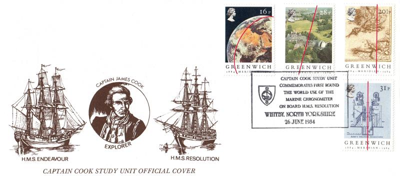 1984 (06) Greenwich - Travers Captain Cook Study Unit Official (NO Cachet)