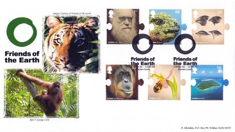 2009 (02) Charles Darwin (Stamps) - Sheridan 'Friends Of The Earth' Official