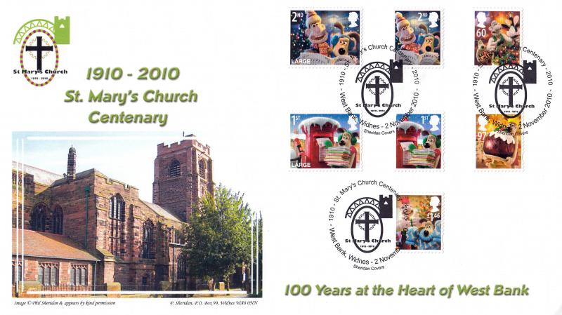 2010 (11) Christmas (Stamps) - Sheridan 'St Mary's Church, Widnes' Official