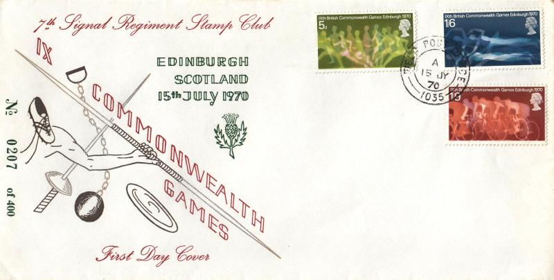 1970 (07) Commonwealth Games - 7th Signal Regiment Stamp Club Cover - Field Post Office 1035 CDS