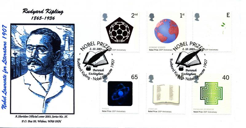 2001 (10) Nobel Prize - Sheridan 'Rudyard Kipling, Burwash' Official