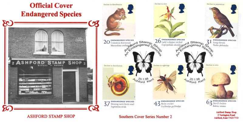 1998 (01) Endangered Species - Southern Cover Series 'Ashford Stamp Shop' Official