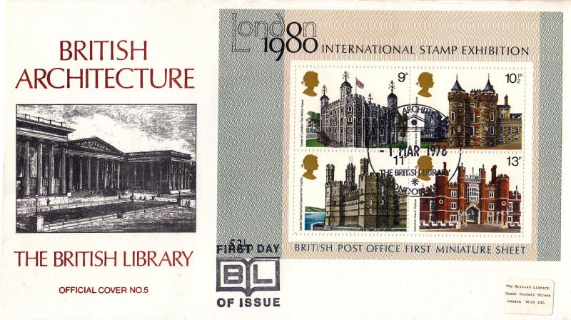 1978 (03) Buildings (M/S) - British Library Official (With BLACK Cachet)