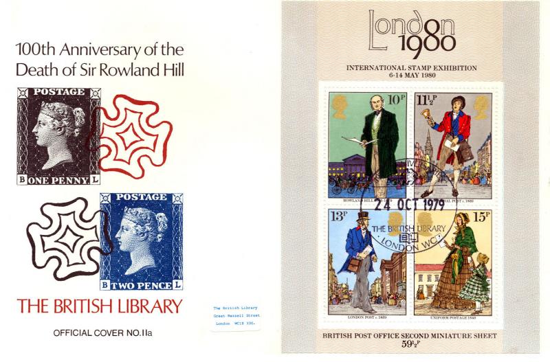 1979 (10) Rowland Hill M/S - British Library Official (NO Cachet)