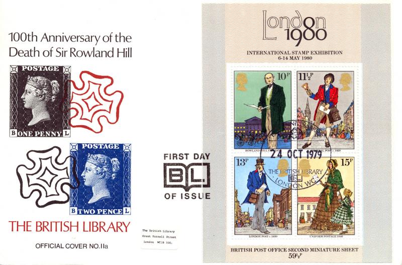 1979 (10) Rowland Hill M/S - British Library Official (WITH cachet)