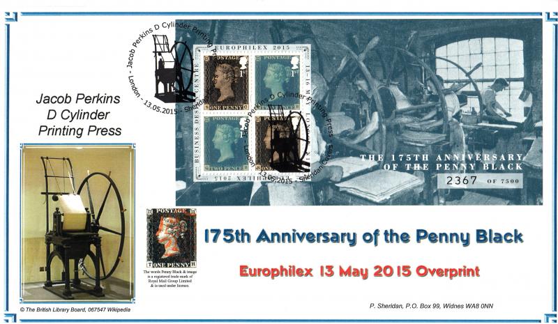 2015 (05) Penny Black Europhilex Overprinted M/S - Sheridan Official