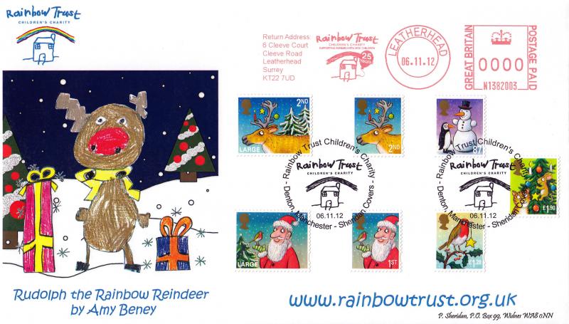 2012 (11) Christmas (Stamps) - Sheridan 'Rainbow Trust' Official + Rainbow Trust Meter Mark