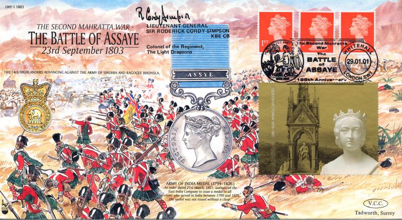 2001 (01) Queen Victoria NVI Label - VCC (Veterans Charities Consortium) 'Battle of Abbaye' Official - Signed Lieutenant General Sir Roderick Cordy Simpson