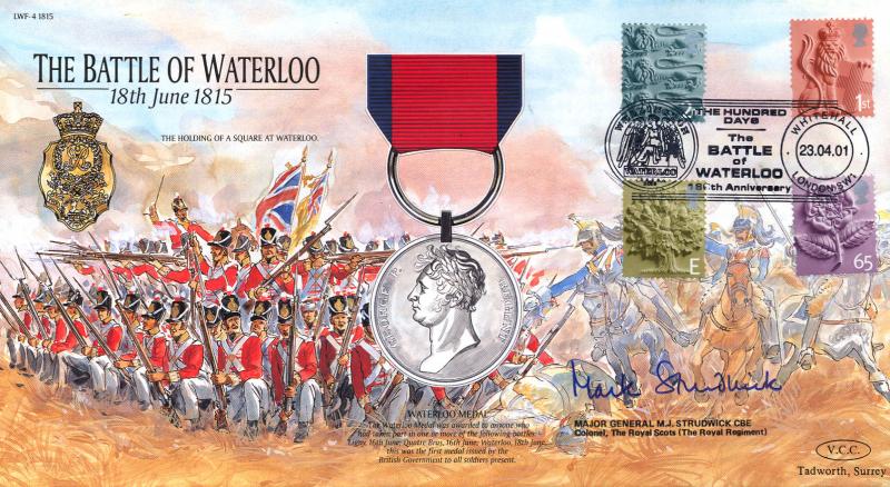2001 (04) England Pictorial Regionals - VCC (Veterans Charities Consortium) 'Battle of Waterloo' Official - Signed Major General M.J. Strudwick