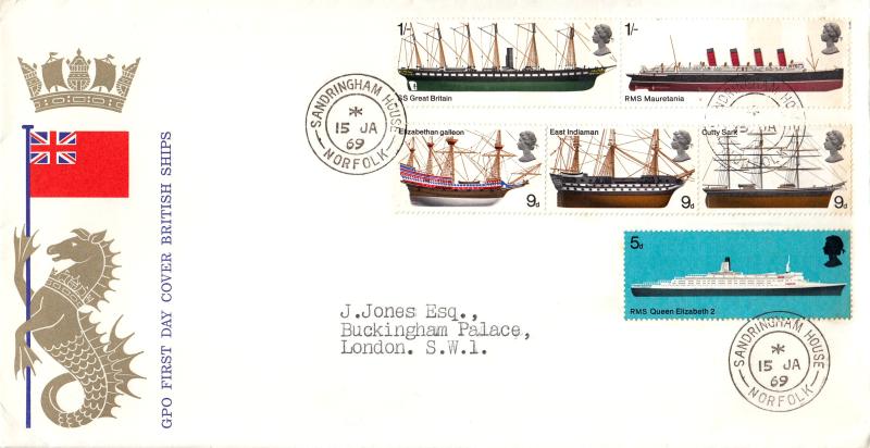 1969 (01) Ships - GPO - Sandringham House CDS