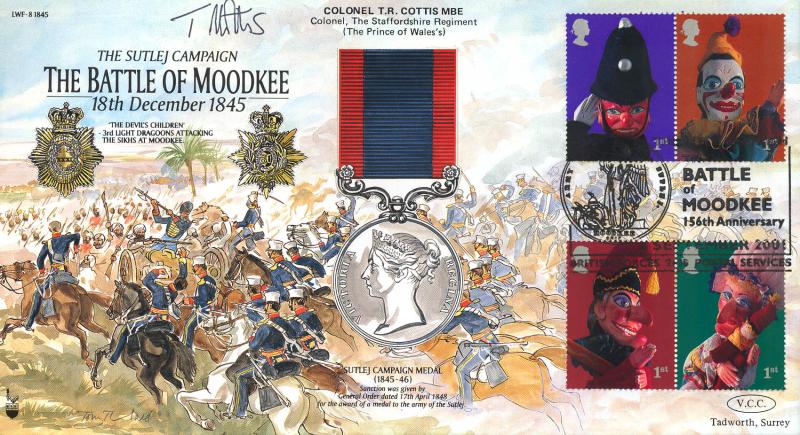 2001 (09) Puppets (Stamps) - VCC (Veterans Charities Consortium) 'Battle of Moodkee' Official - Signed Colonel T R Cottis