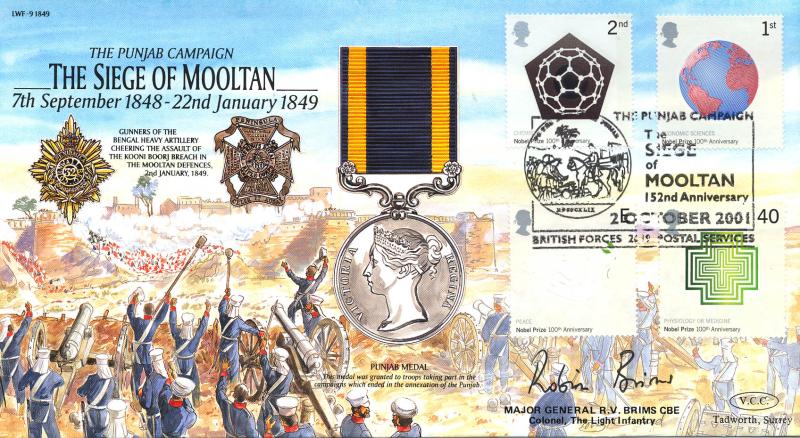 2001 (10) Nobel Prizes - VCC (Veterans Charities Consortium) 'Siege of Mooltan' Official - Signed Major General R V Brims