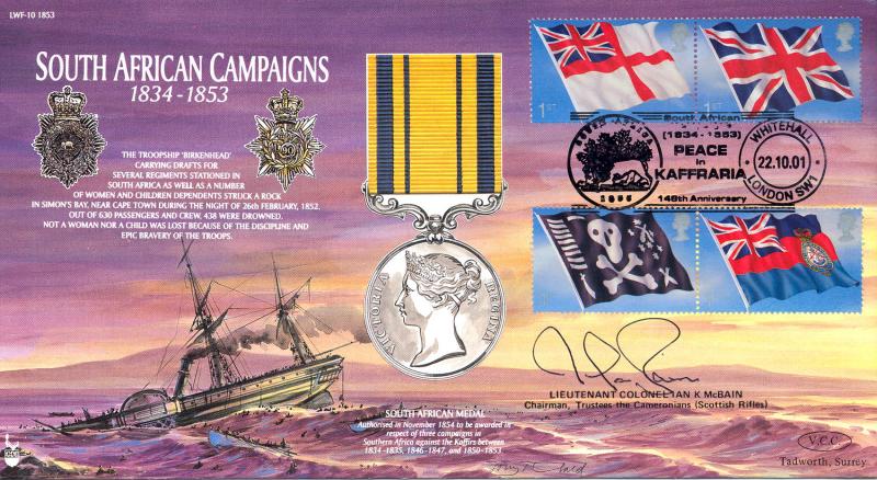 2001 (10) Flags & Ensigns - VCC (Veterans Charities Consortium) 'South African Campaigns' Official - Signed Lt Colonel Ian K McBain