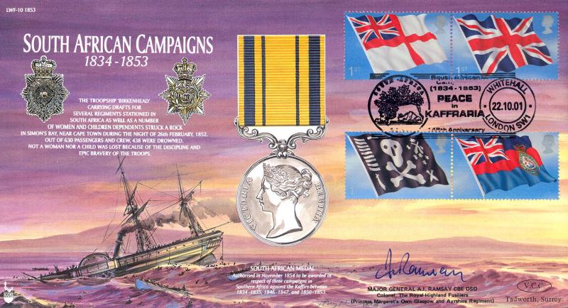 2001 (10) Flags & Ensigns - VCC (Veterans Charities Consortium) 'South African Campaigns' Official - Signed Major General A J Ramsay