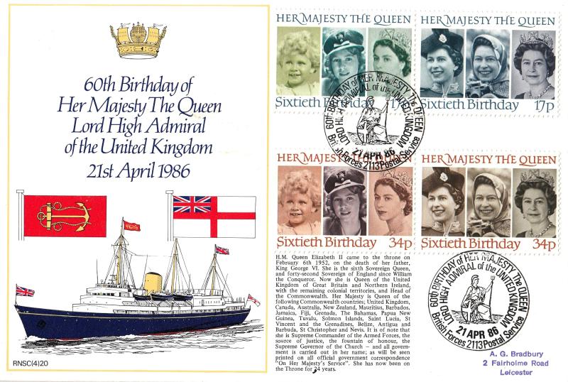 1986 (04) Queen's 60th Birthday - Royal Navy (RNSC) Official
