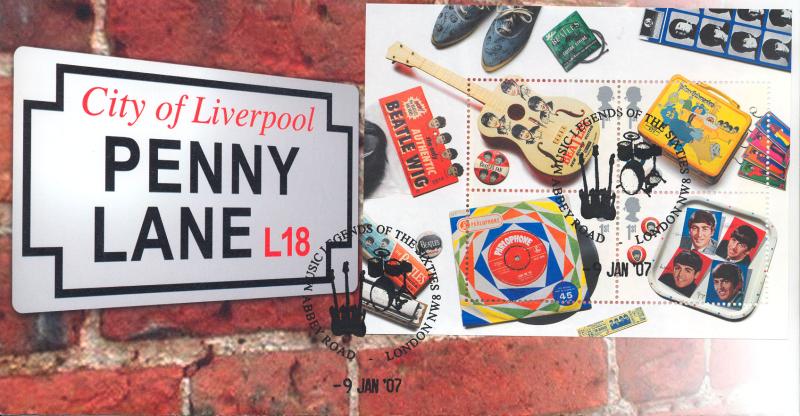 2007 (01) The Beatles (M/S) - Scott 'Penny Lane Road Sign' Official (Only 20 Produced).