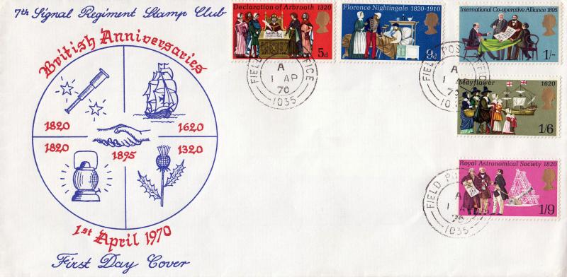 1970 (04) Anniversaries - 7th Signal Stamp Club Cover - Field Post Office 1035 CDS