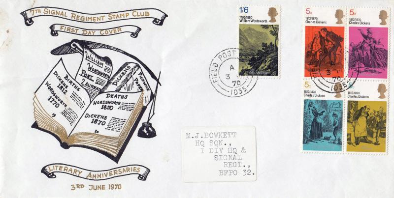 1970 (06) Literary - 7th Signal Stamp Club Cover - Field Post Office 1035 CDS