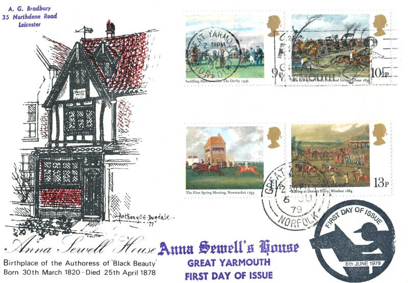 1978 (07) Horses - Anna Sewell House Cover - Come Racing At Great Yarmouth Slogan