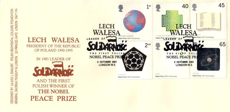 2001 (10) Nobel Prize Winners - Juliusz Englert 'Lech Walesa Solidarnosc' Official