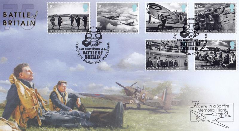 2015 (07) Battle Of Britain (Stamps) - Buckingham/Internet 'Biggin Hill' Special (Flown)