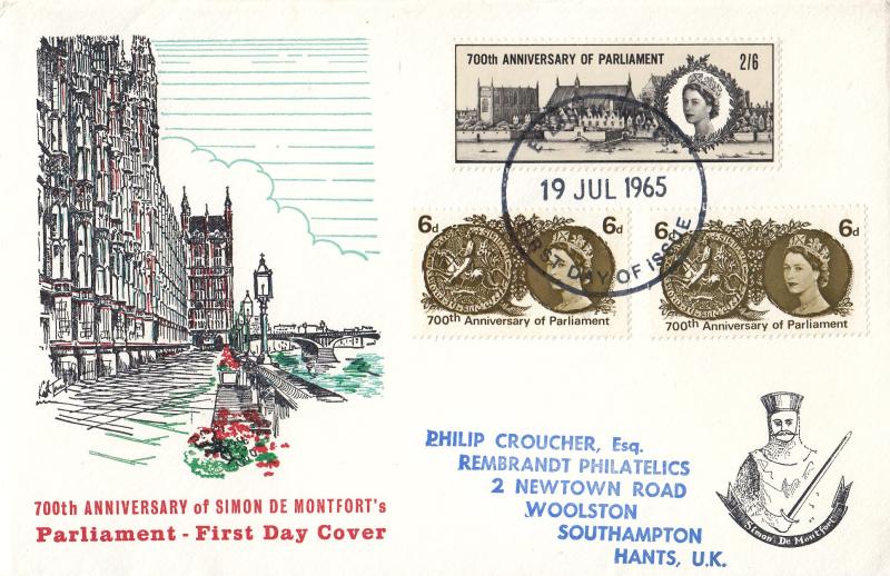 1965 (07) Parliament - Rembrant Cover - Ord & Phosphor - Evesham FDI