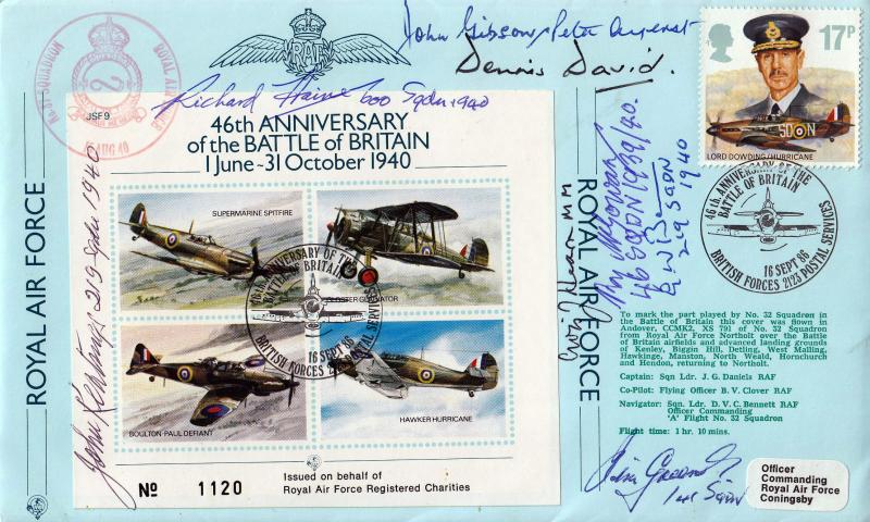1986 (09) Royal Air Force - Forces JSF9 Battle of Britain 46th Anniv Special - Multi-Signed by 8 BOB Pilots & 1 MM Winner