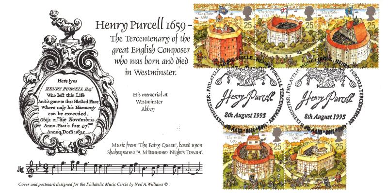 1995 (08) Shakespeare's Globe - Philatelic Music Club Official