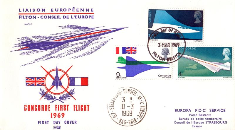 1969 Concorde - Philart - Filton FDI WITH Conseil de L'Europe Cachet