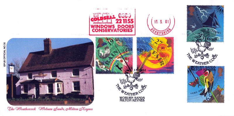 2001 (03) Weather (Stamps) - Brazier 'Pub' Official + Coldseal Windows Meter Mark