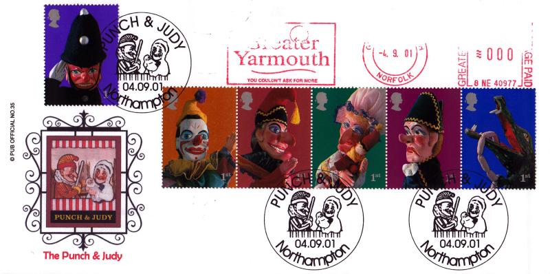 2001 (09) Puppets (Stamps) - Brazier 'Pub' Official + Greater Yarmouth Meter Mark