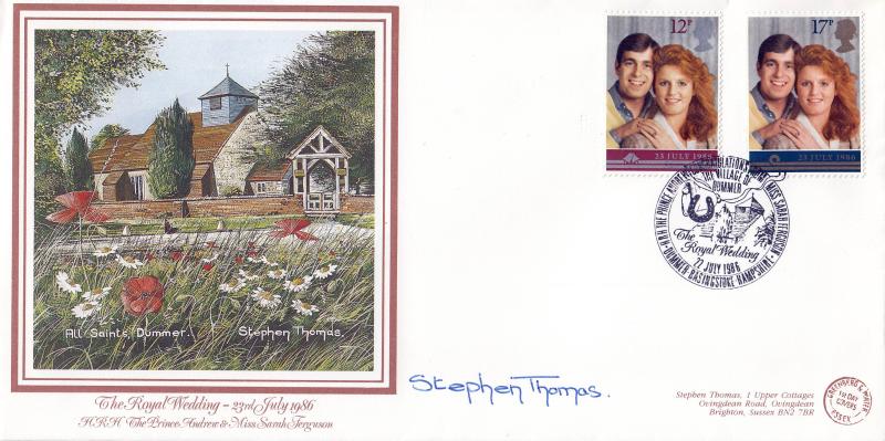 1986 (07) Wedding - G&P 'All Saints, Dummer' Official - Signed by Stephen Thomas
