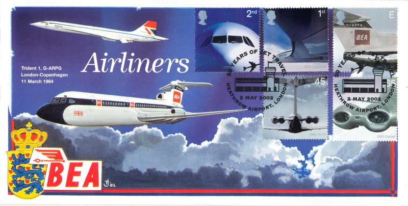 2002 (05) Airliners (Stamps) - Cambridge 'BEA' Jet Travel, Heathrow Airport Official
