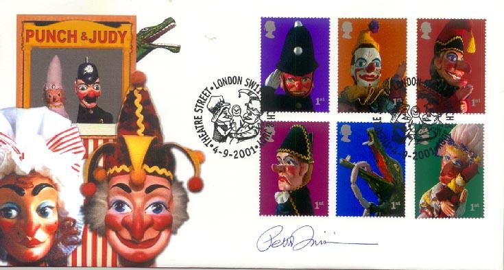 2001 (09) Puppets (Stamps) - Scott 'Theatre Street' Official - Signed by the late Peter Firmin