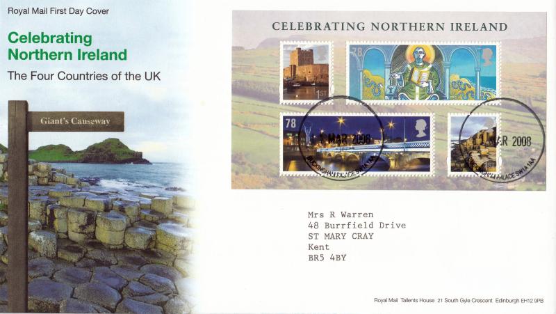 2008 (03) Celebrating Northern Ireland M/S - RM - Buckingham Palace CDS