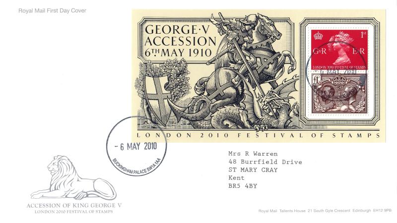 2010 (05) George V Accession M/S - RM - Buckingham Palace CDS