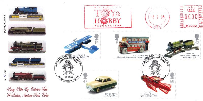 2003 (09) Transports of Delight (Stamps) - Brazier 'Pub' Official + British Toy & Hobby Association Meter Mark