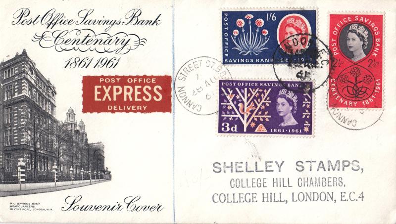 1961 (08) Post Office Savings Bank - 'HQ Building' Cover - Cannon Street CDS