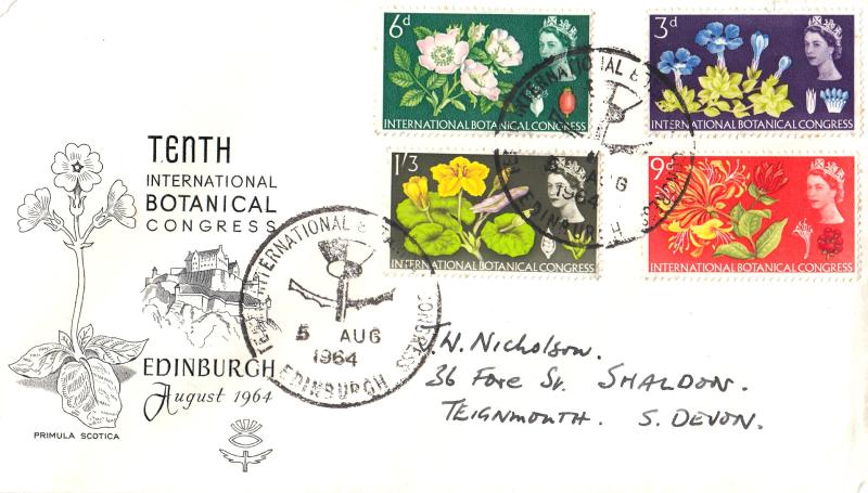 1964 (08) Botanical - B&W 'Edinburgh Castle' Cover - Ord - International Botanical Congress H/S