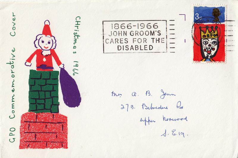 1966 (12) Christmas - GPO - 3d Only - Phos - John Groom's Cares For The Disabled Slogan