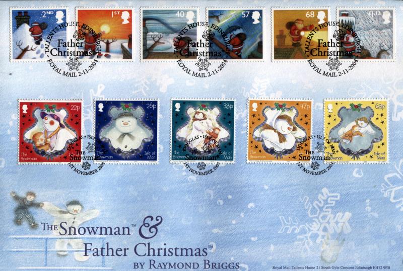 2004 (11) Christmas - Royal Mail 'Raymond Briggs Special' Double Issue with the Isle of Man Set