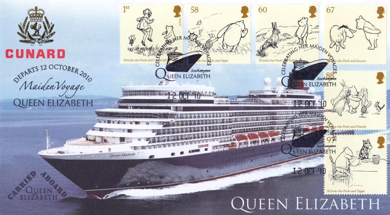 2010 (10) Winnie The Pooh (Stamps) - Buckingham 'Queen Elizabeth Maiden Voyage' Official