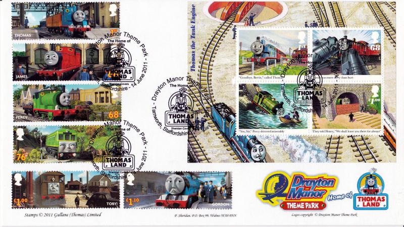 2011 (06) Thomas The Tank Engine (Stamps & M/S) - Sheridan 'Drayton Manor' Double Official